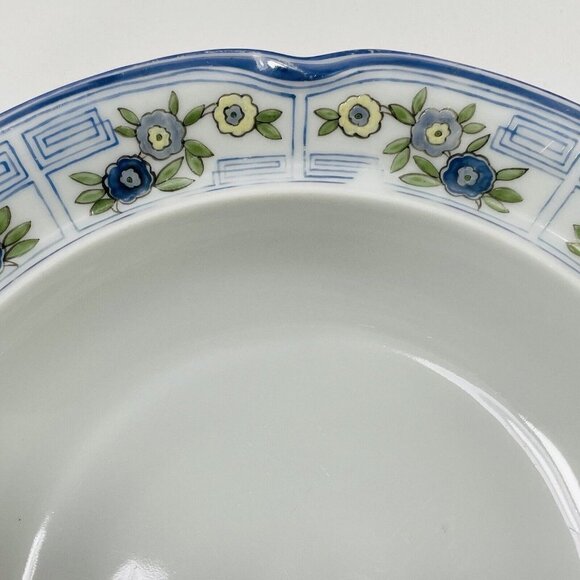 Vintage JC Louise Plate 9.25" Deep Bottom Soup Serving Scallop Blue Flower 1905 - Picture 5 of 10